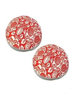 SOGA 2 Pack 45cm Pouffe Cushions Red Polyester Cotton with EPP Filling