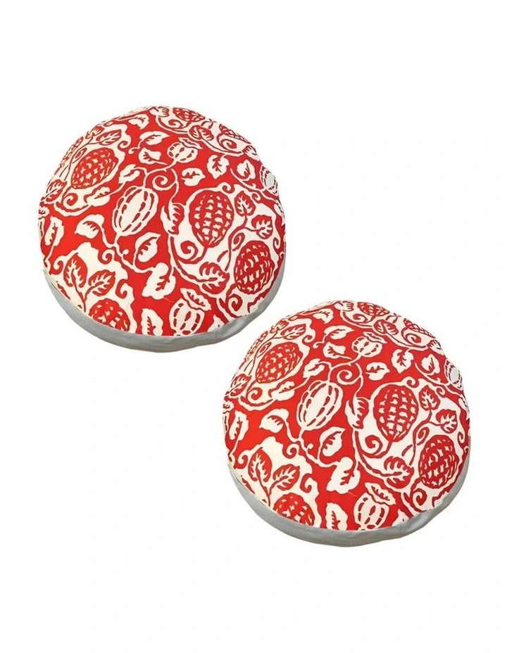 SOGA 2 Pack 45cm Pouffe Cushions Red Polyester Cotton with EPP Filling image 1