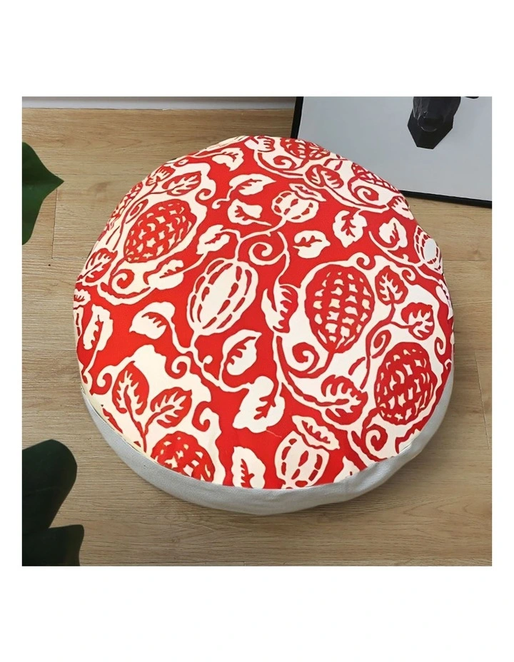 SOGA 2 Pack 45cm Pouffe Cushions Red Polyester Cotton with EPP Filling image 2