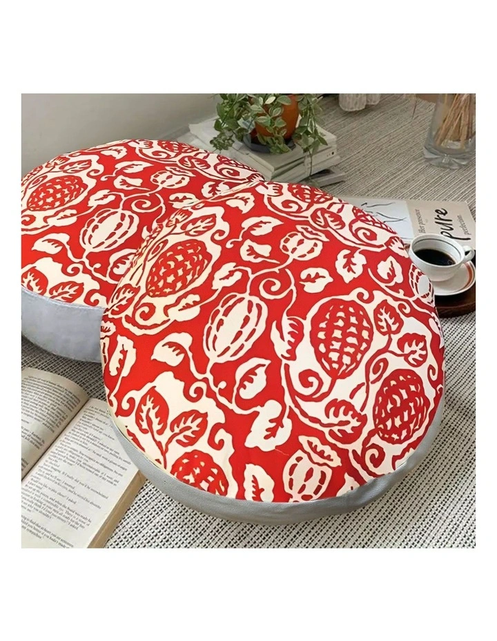 SOGA 2 Pack 45cm Pouffe Cushions Red Polyester Cotton with EPP Filling image 7