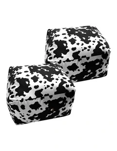 SOGA 2 Pack 55cm Square Pouffe Ottomans 35cm High