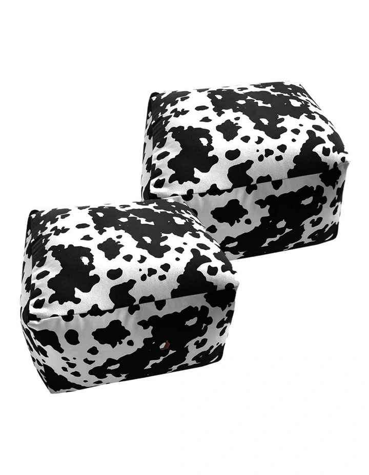 SOGA 2 Pack 55cm Square Pouffe Ottomans 35cm High image 1