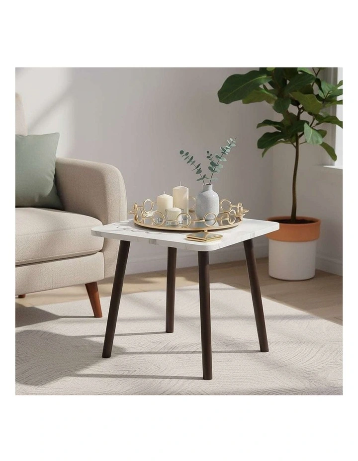 SOGA Home & Living Bundle White Ceramic Table & Bronze Round Mirror Tray Organizer image 2