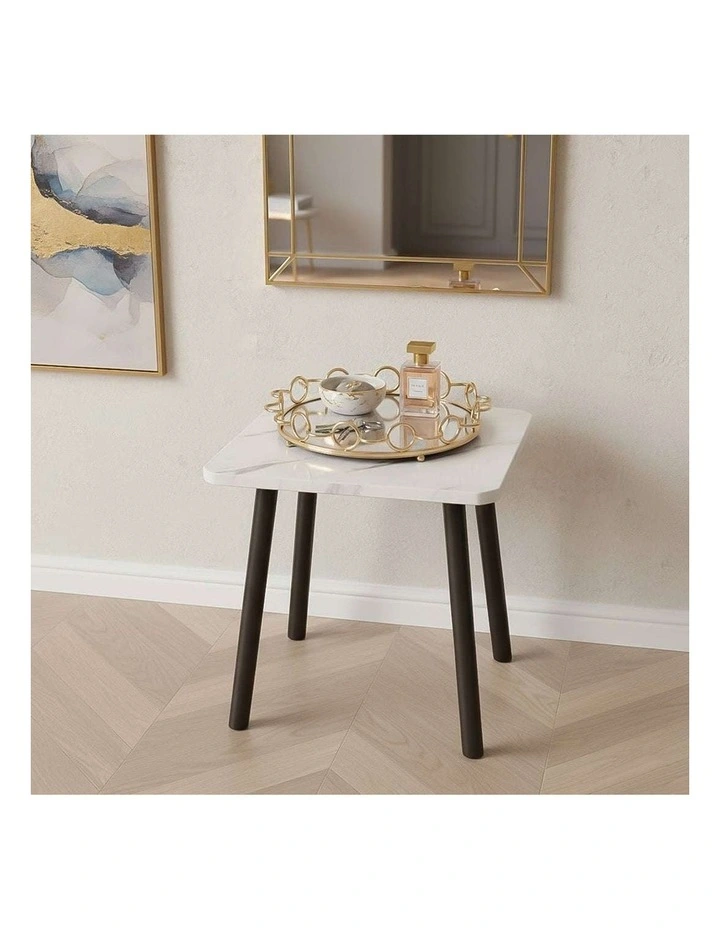 SOGA Home & Living Bundle White Ceramic Table & Bronze Round Mirror Tray Organizer image 4