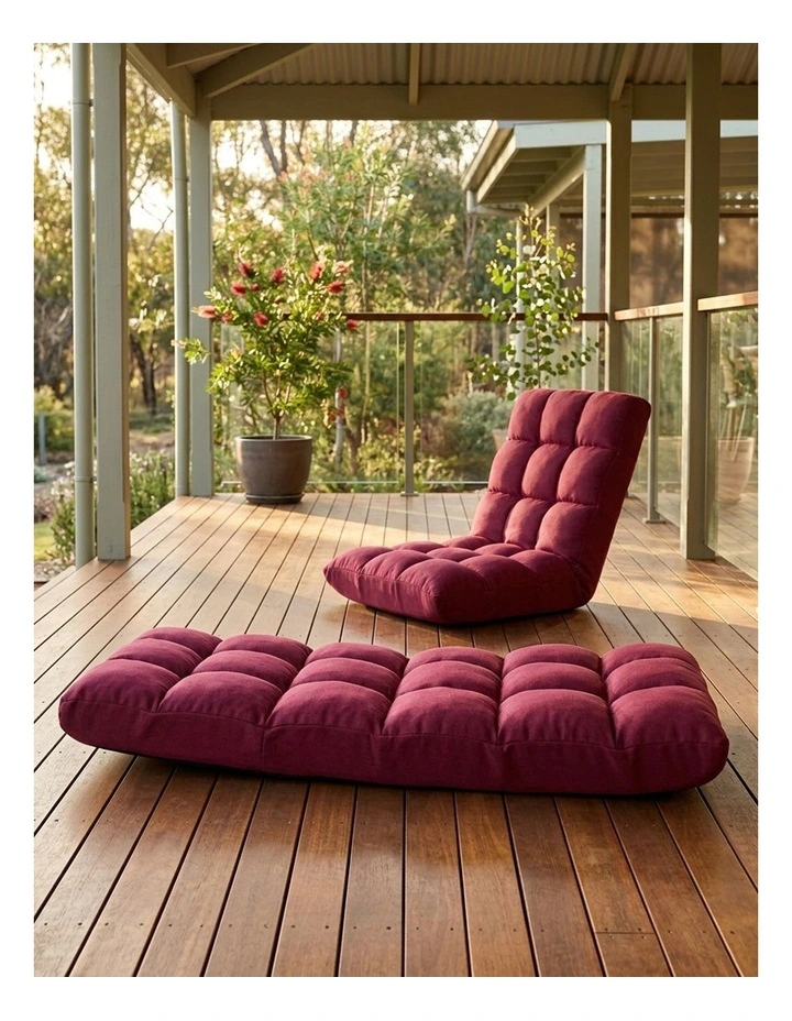 SOGA Flannel Lounge Chair Seat Cushion Burgundy image 4