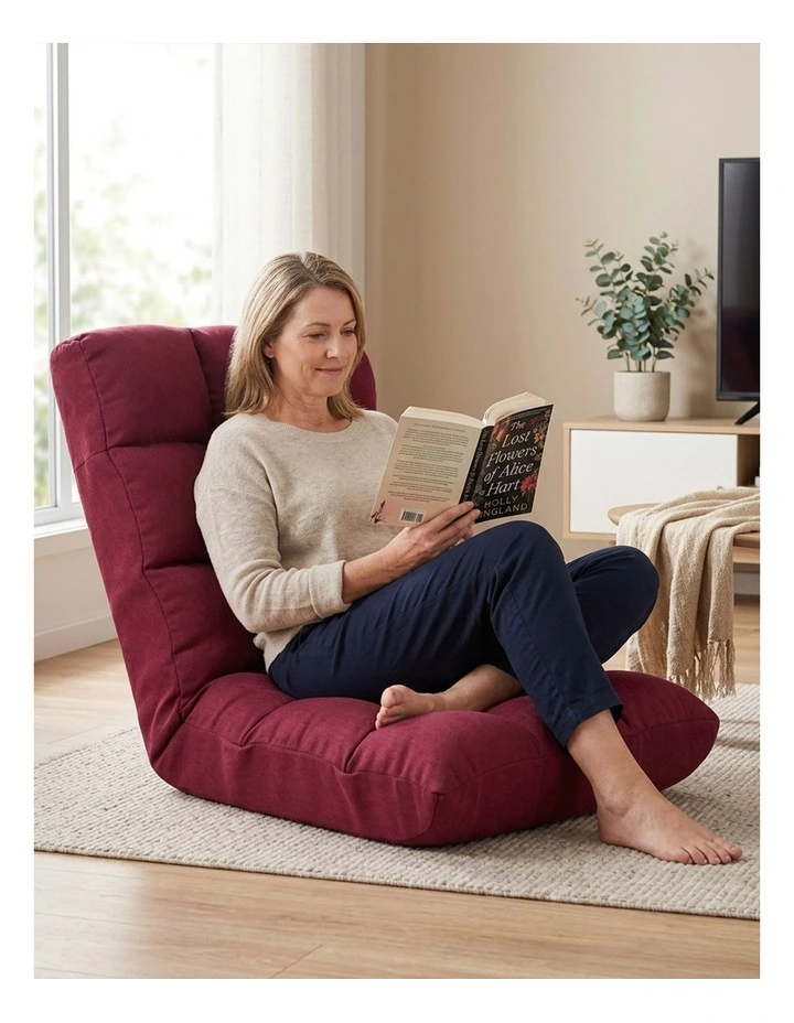 SOGA Flannel Lounge Chair Seat Cushion Burgundy image 5