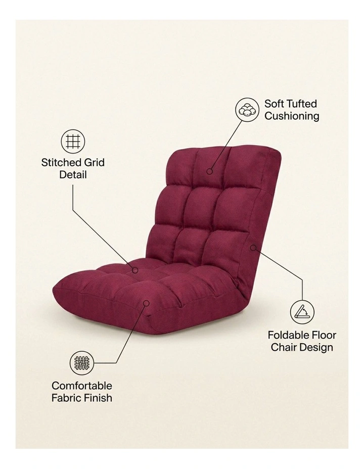 SOGA Flannel Lounge Chair Seat Cushion Burgundy image 6