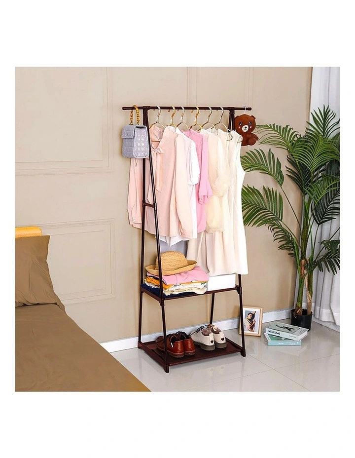 SOGA 2X Black 2-in-1 Clothes & Shoe Storage Racks with Wheels image 5