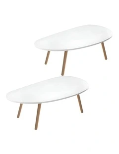 SOGA Coffee Tables 2 Pack 80 x 40cm White
