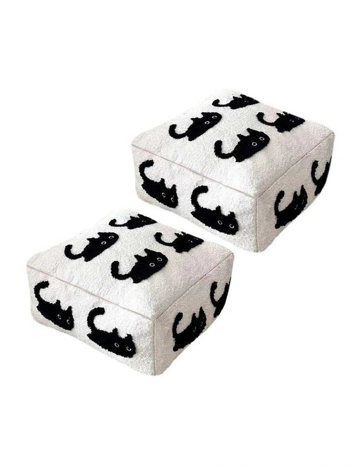SOGA 2 Pack 50cm Pouffe Cushions Polyester with EPP Filling image 1