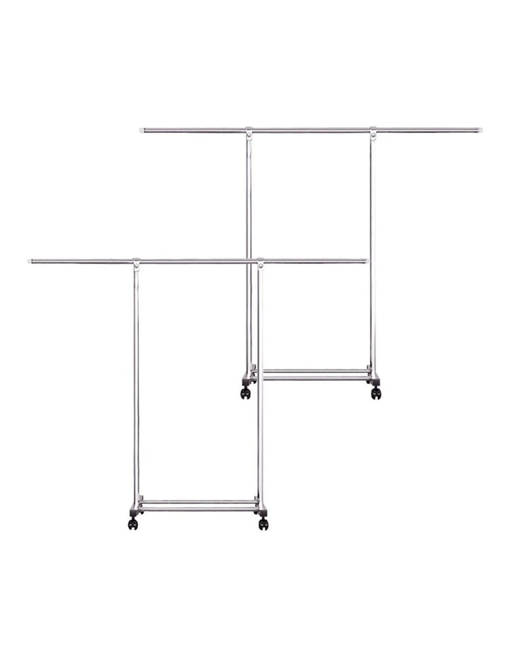 SOGA 150240cm Extendable Clothes Drying Rack with Wheels 2 Pack image 1