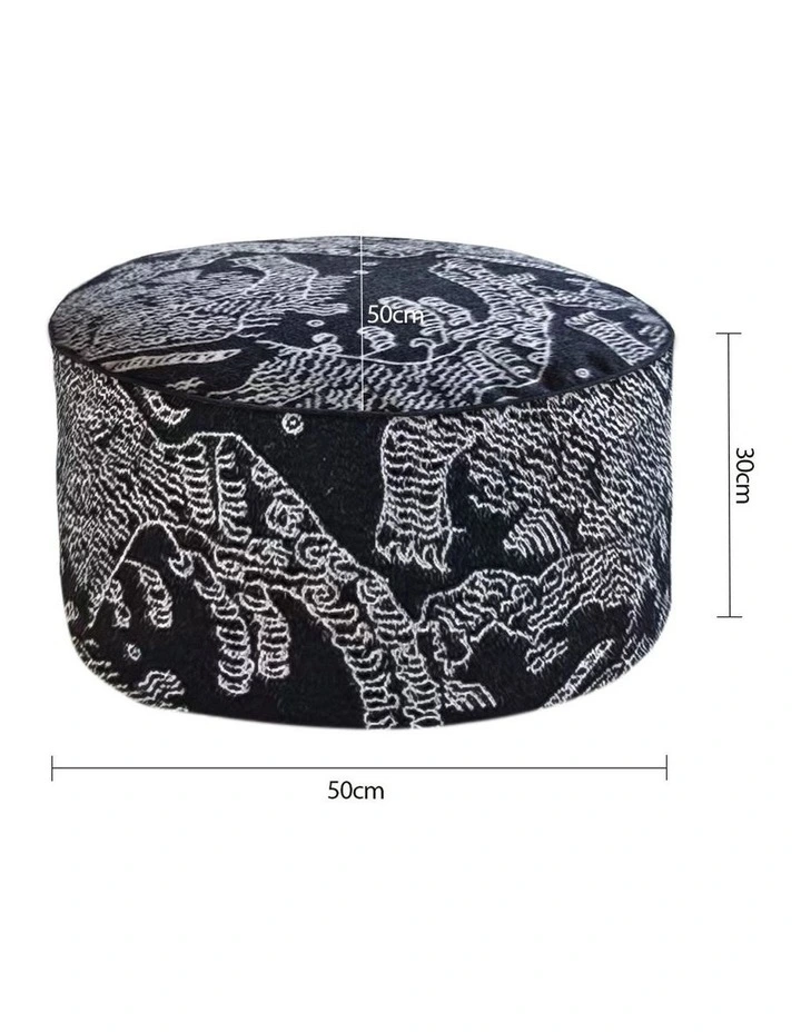 SOGA 2 Pack 50cm Round Pouffe Ottomans Black 30cm High image 5