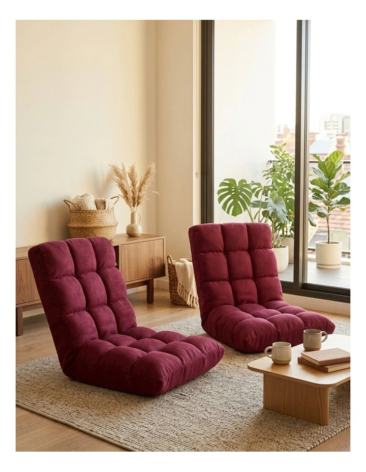 SOGA 2 Pack Flannel Lounge Chair Seat Cushions Burgundy image 3