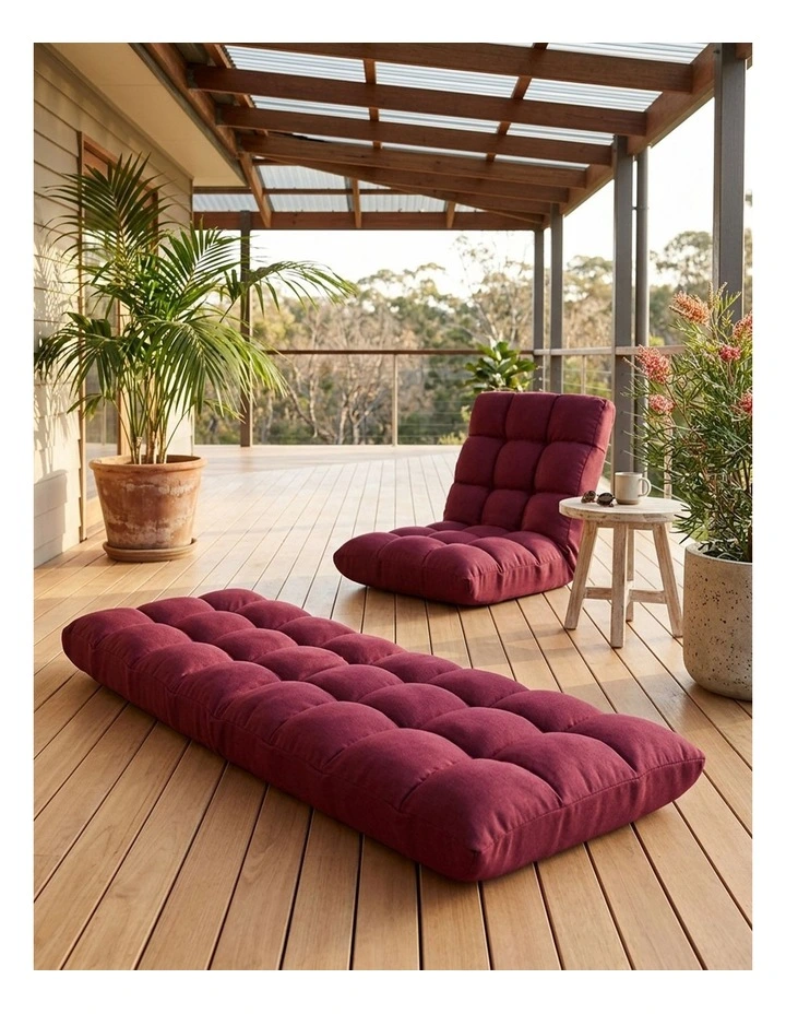 SOGA 2 Pack Flannel Lounge Chair Seat Cushions Burgundy image 4