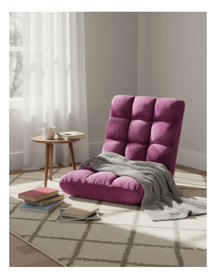 SOGA Adjustable Foldable Floor Recliner Chair Pink image 2