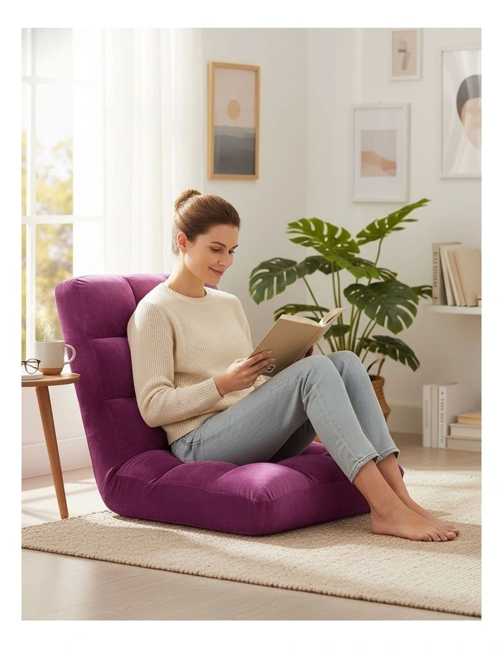 SOGA Adjustable Foldable Floor Recliner Chair Pink image 3