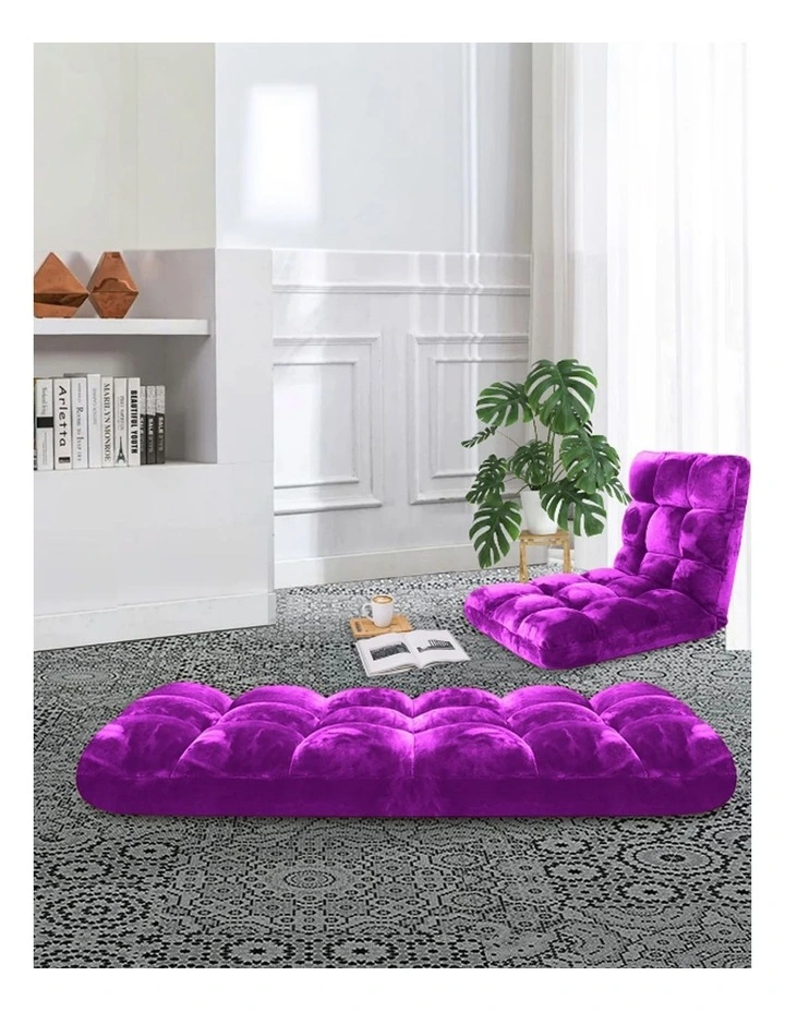 SOGA 2 Pack Adjustable Foldable Floor Recliner Chairs Purple image 4
