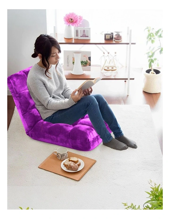 SOGA 2 Pack Adjustable Foldable Floor Recliner Chairs Purple image 7