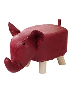SOGA Kids Ottoman Stool Red Elephant