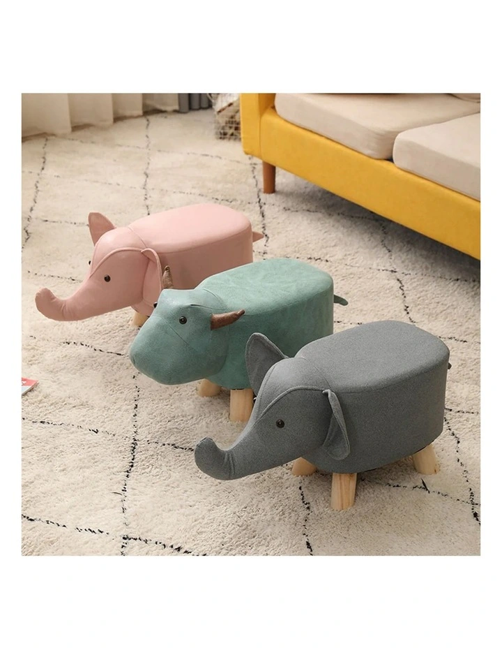 SOGA Kids Ottoman Stool Red Elephant image 4
