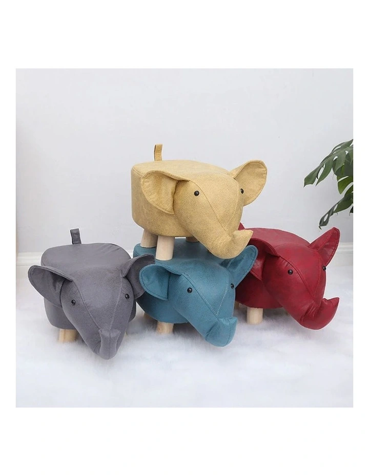 SOGA Kids Ottoman Stool Red Elephant image 5