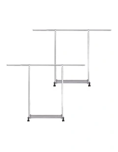 SOGA 150240cm Extendable Clothes Drying Rack with Wheels 2 Pack