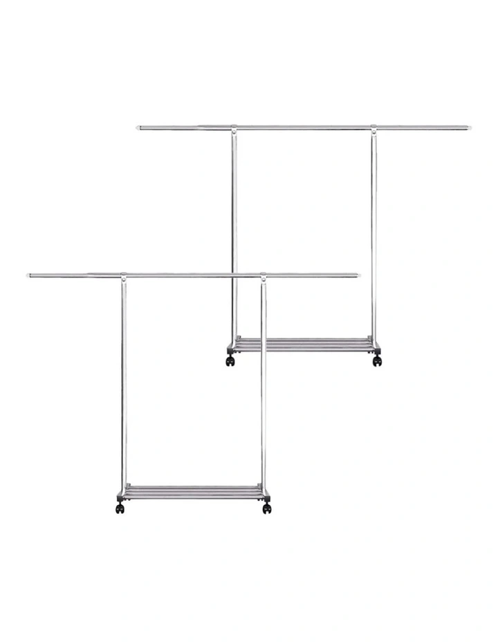 SOGA 150240cm Extendable Clothes Drying Rack with Wheels 2 Pack image 1