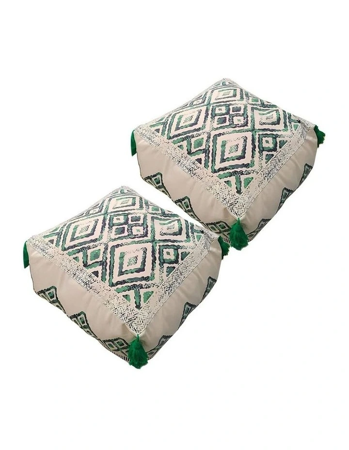 SOGA 2 Pack 50cm Pouffe Cushions Polyester Cotton with EPP Filling image 1