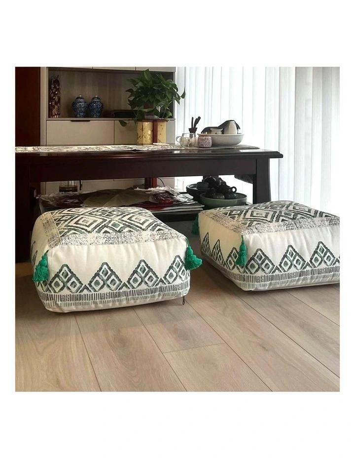 SOGA 2 Pack 50cm Pouffe Cushions Polyester Cotton with EPP Filling image 3