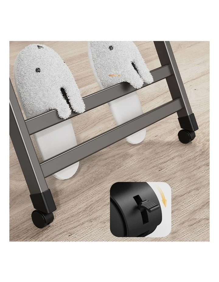 SOGA 1.4m Foldable Wing Clothes Drying Rack with Wheels Grey image 7