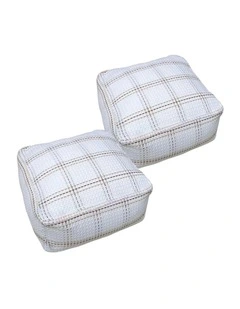 SOGA 2 Pack 40cm Pouffe Cushions Polyester Cotton with EPP Filling