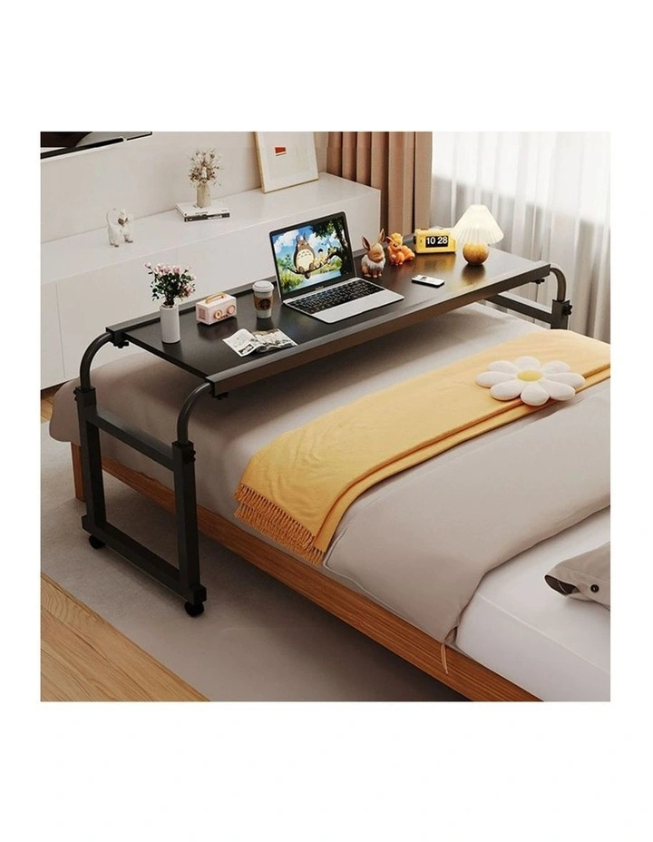 SOGA Adjustable Overbed Table 140 x 45cm Black image 2