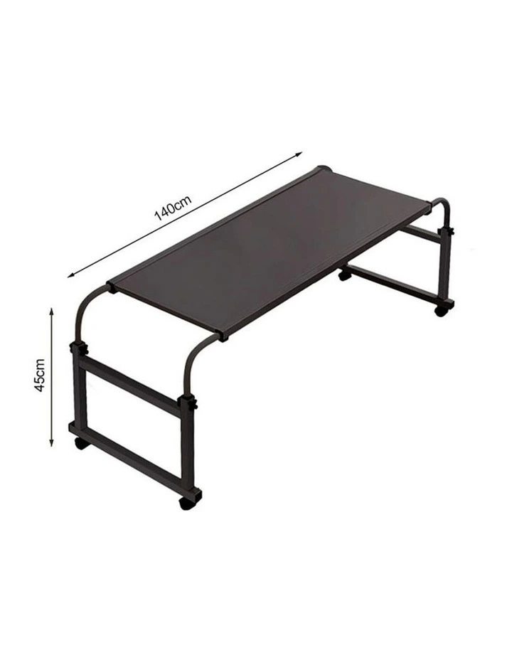 SOGA Adjustable Overbed Table 140 x 45cm Black image 4