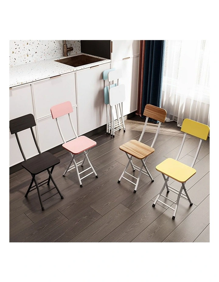 SOGA Foldable Chairs 2 Pack Oak Grain MDF with Aluminium Legs image 3