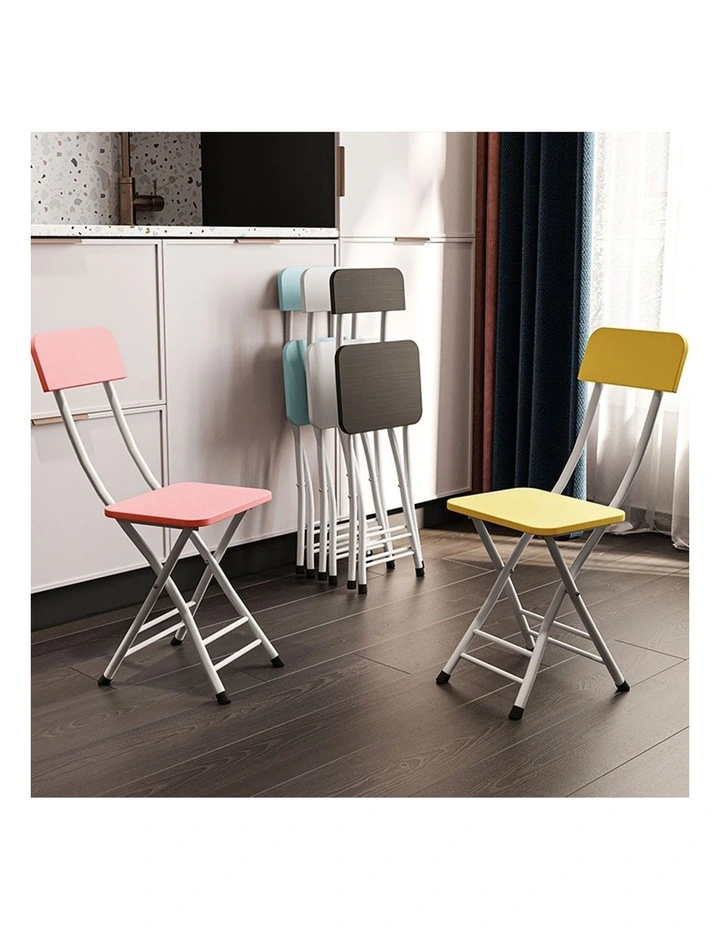 SOGA Foldable Chairs 2 Pack Oak Grain MDF with Aluminium Legs image 5