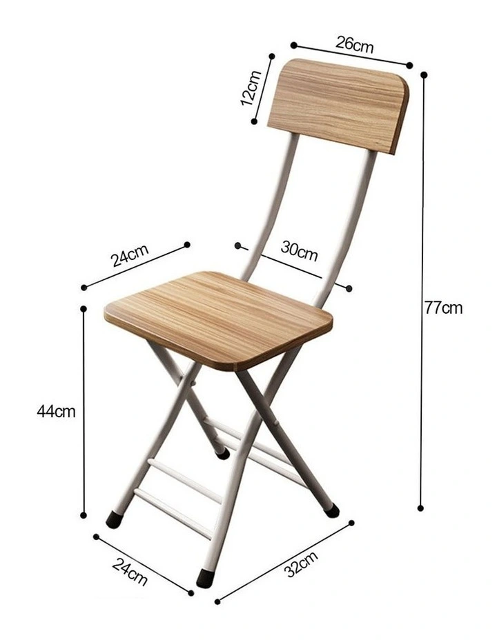 SOGA Foldable Chairs 2 Pack Oak Grain MDF with Aluminium Legs image 7