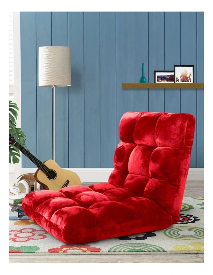 SOGA 2 Pack Adjustable Foldable Floor Recliner Chairs Red image 2
