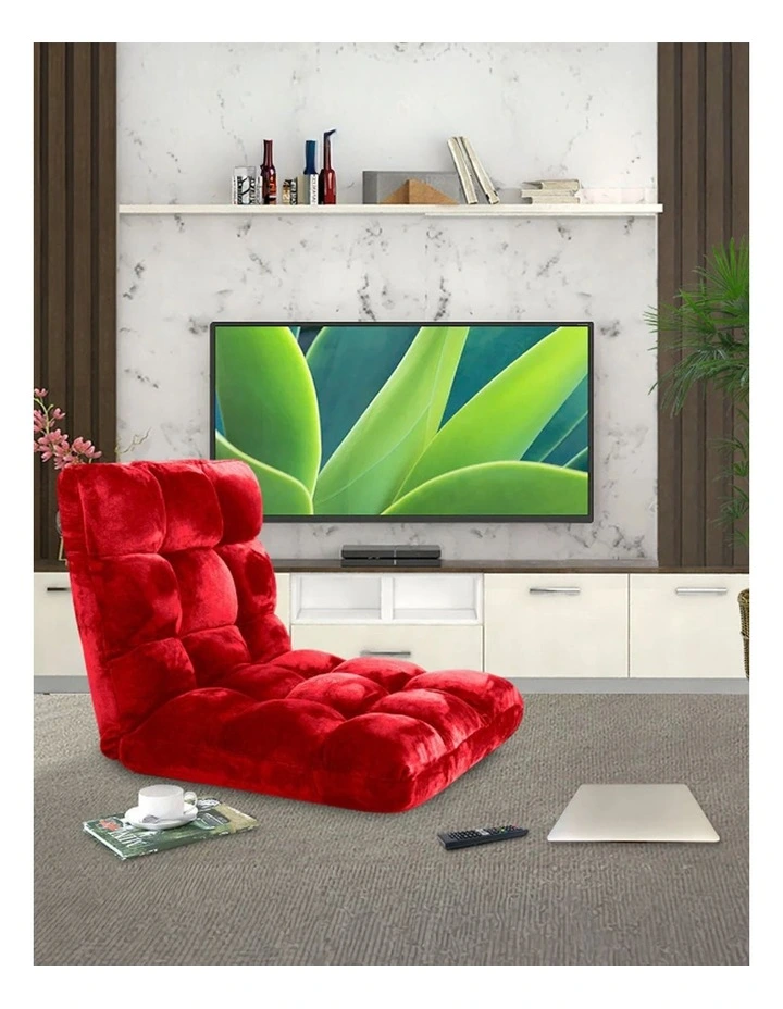 SOGA 2 Pack Adjustable Foldable Floor Recliner Chairs Red image 3