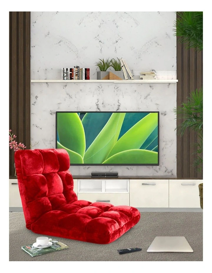 SOGA 2 Pack Adjustable Foldable Floor Recliner Chairs Red image 4
