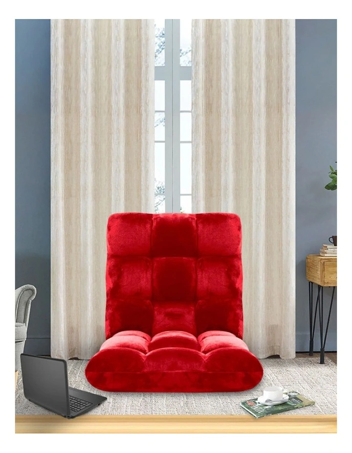 SOGA 2 Pack Adjustable Foldable Floor Recliner Chairs Red image 5