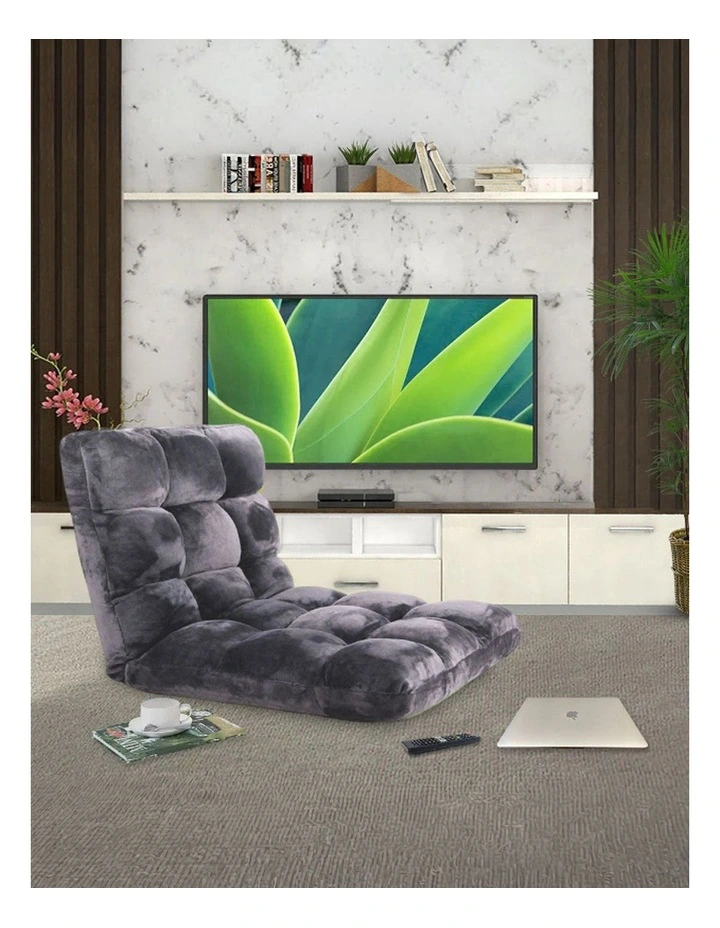 SOGA 2 Pack Adjustable Foldable Floor Recliner Chairs Grey image 3