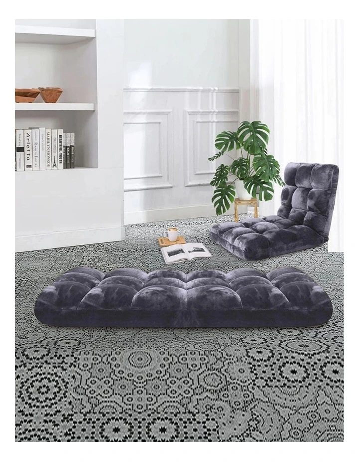 SOGA 2 Pack Adjustable Foldable Floor Recliner Chairs Grey image 4