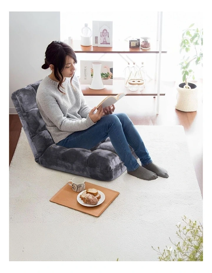 SOGA 2 Pack Adjustable Foldable Floor Recliner Chairs Grey image 6
