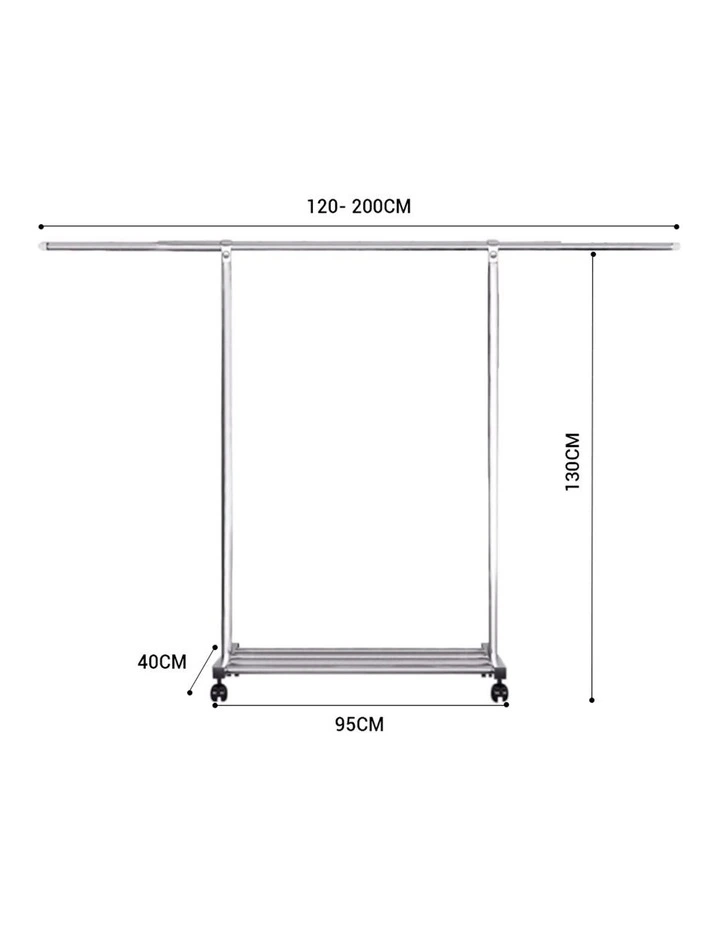 SOGA 120200cm Extendable Clothes Drying Rack with Wheels image 3
