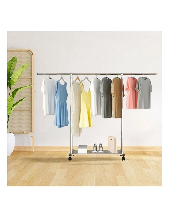 SOGA 120200cm Extendable Clothes Drying Rack with Wheels image 4