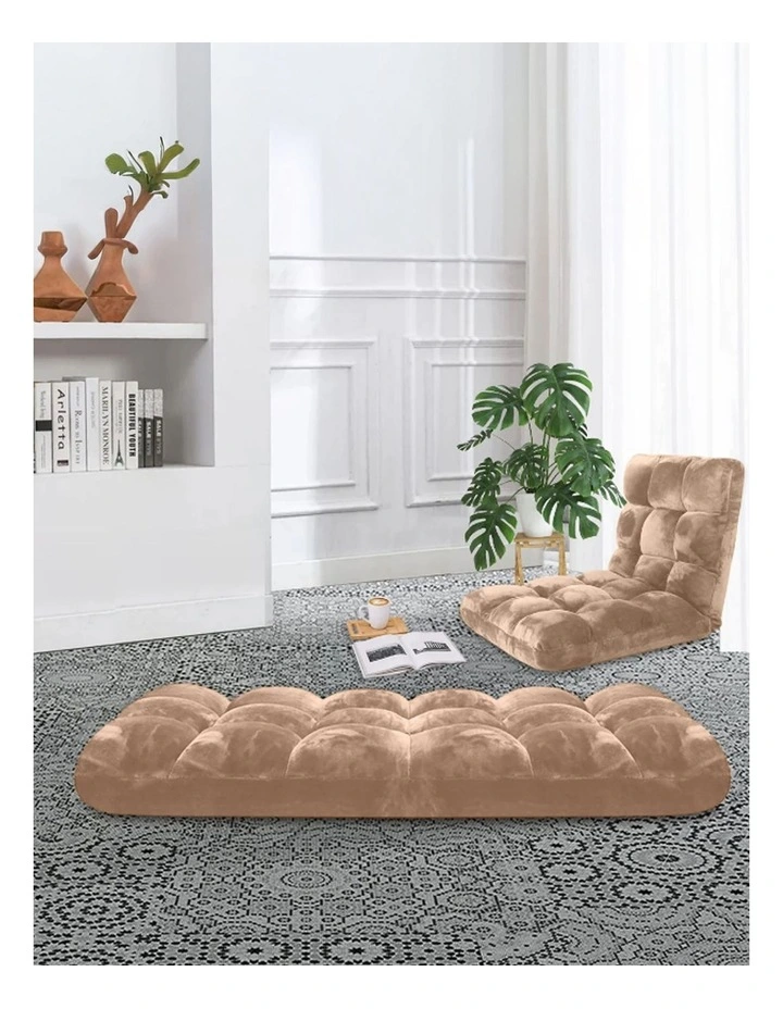 SOGA Adjustable Foldable Floor Recliner Chair Light Apricot image 5
