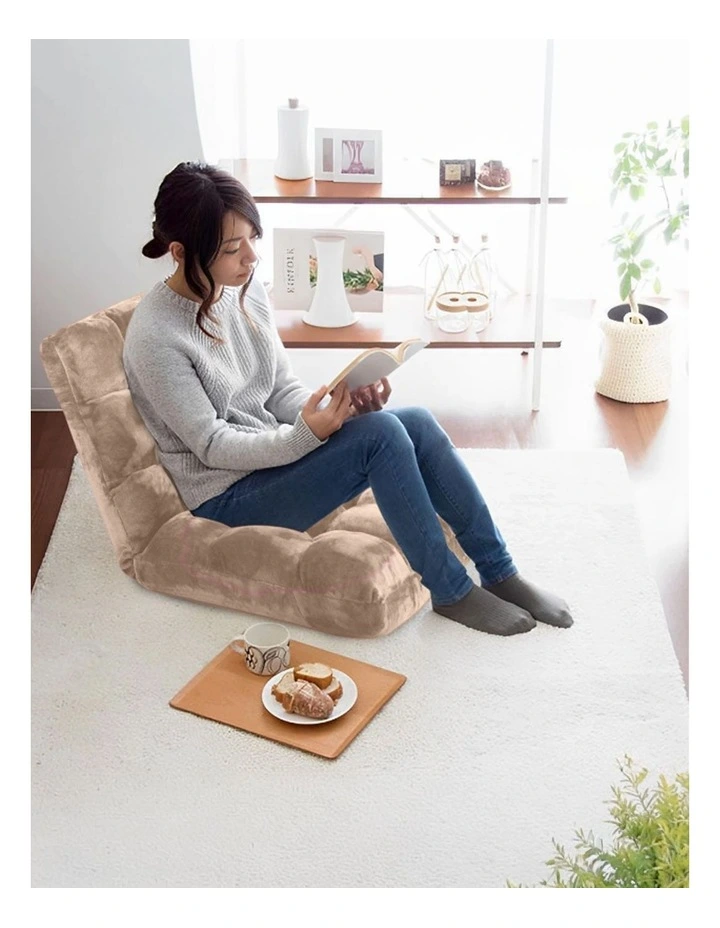 SOGA Adjustable Foldable Floor Recliner Chair Light Apricot image 7