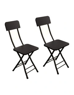 SOGA Foldable Chairs 2 Pack Black MDF with Aluminium Legs