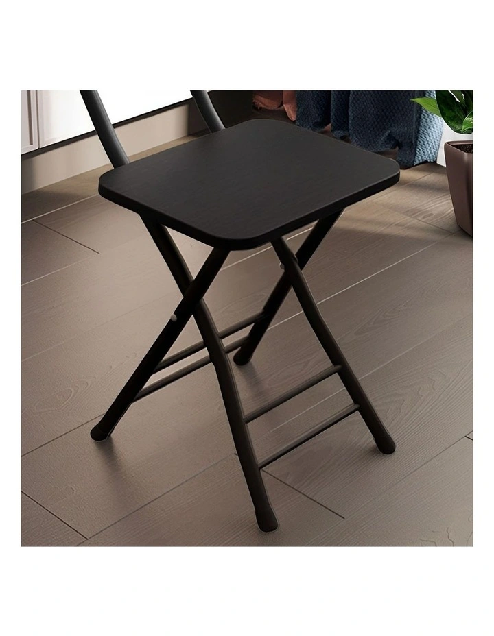 SOGA Foldable Chairs 2 Pack Black MDF with Aluminium Legs image 3