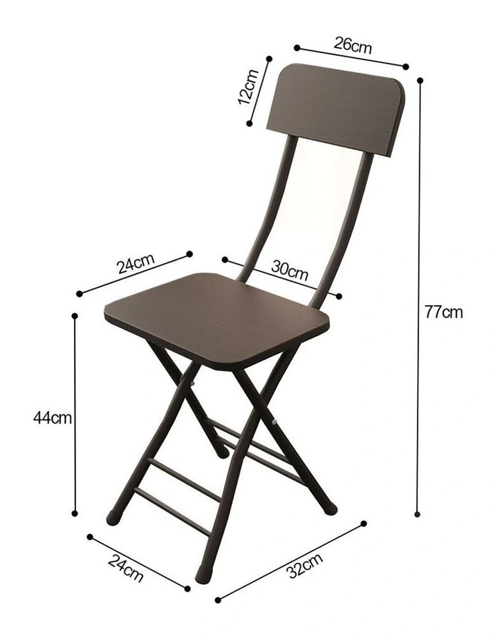 SOGA Foldable Chairs 2 Pack Black MDF with Aluminium Legs image 4